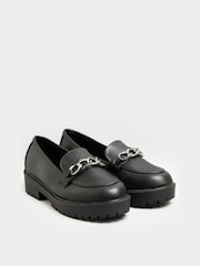 Yours Curve Black Chunky Loafers In Wide E Fit & Extra Wide EEE Fit - Image 2 of 4