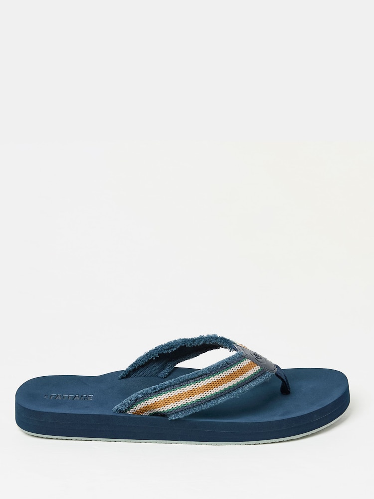 FatFace Harris Navy Flip Flops - Image 1 of 3