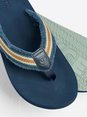 FatFace Harris Navy Flip Flops - Image 2 of 3