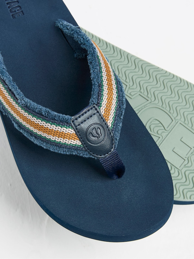 FatFace Harris Navy Flip Flops - Image 2 of 3