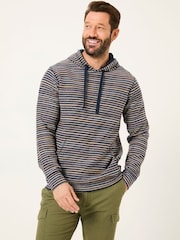 FatFace Trescowe Navy 100% Cotton Trescowe Breton Over Head Hoodie - Image 1 of 5