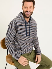 FatFace Trescowe Navy 100% Cotton Trescowe Breton Over Head Hoodie - Image 3 of 5