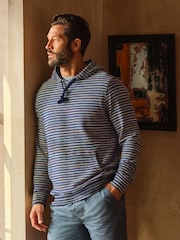 FatFace Trescowe Navy 100% Cotton Trescowe Breton Over Head Hoodie - Image 5 of 5