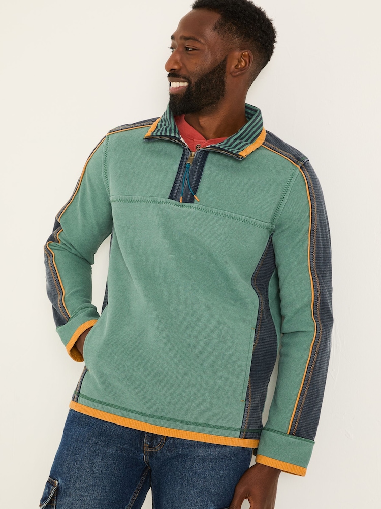 Світловий чирок - FatFace 100% Cotton Airlie Panel Quarter Zip Sweat Top - Image 2 of 8