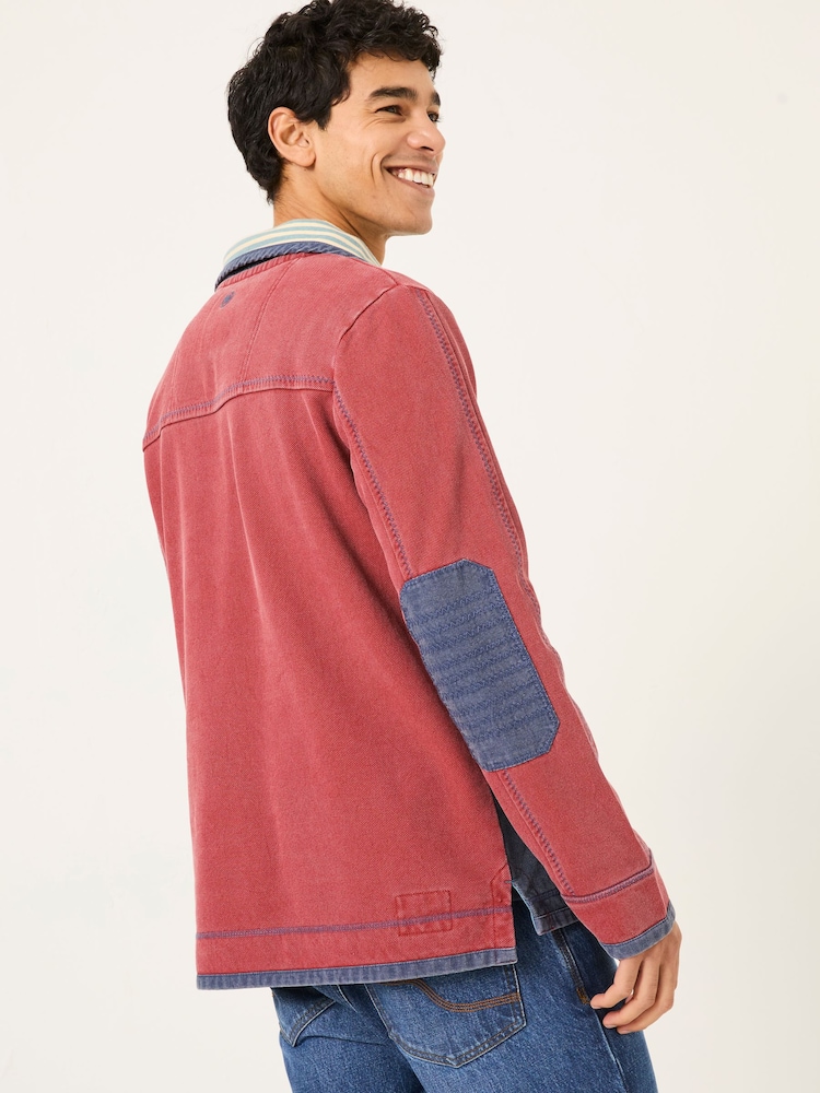 FatFace Red 100% Cotton Airlie Panel Quarter Zip Sweat Top - Image 2 of 5