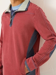 FatFace Red 100% Cotton Airlie Panel Quarter Zip Sweat Top - Image 3 of 5