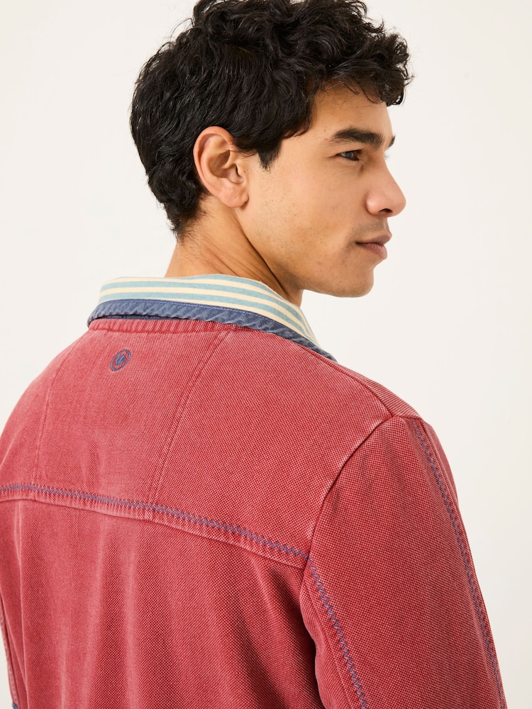 FatFace Red 100% Cotton Airlie Panel Quarter Zip Sweat Top - Image 4 of 5