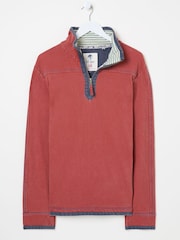 FatFace Red 100% Cotton Airlie Panel Quarter Zip Sweat Top - Image 5 of 5
