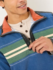 FatFace Blue Denim 100% Cotton Airlie Panel Sweat Top - Image 4 of 8