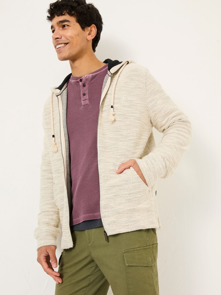FatFace Woolacombe Oatmeal Zip Through 100% Cotton Hoodie - Image 1 of 6
