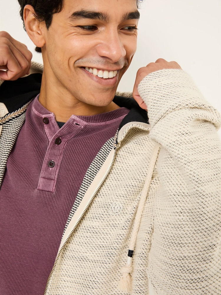 FatFace Woolacombe Oatmeal Zip Through 100% Cotton Hoodie - Image 3 of 6