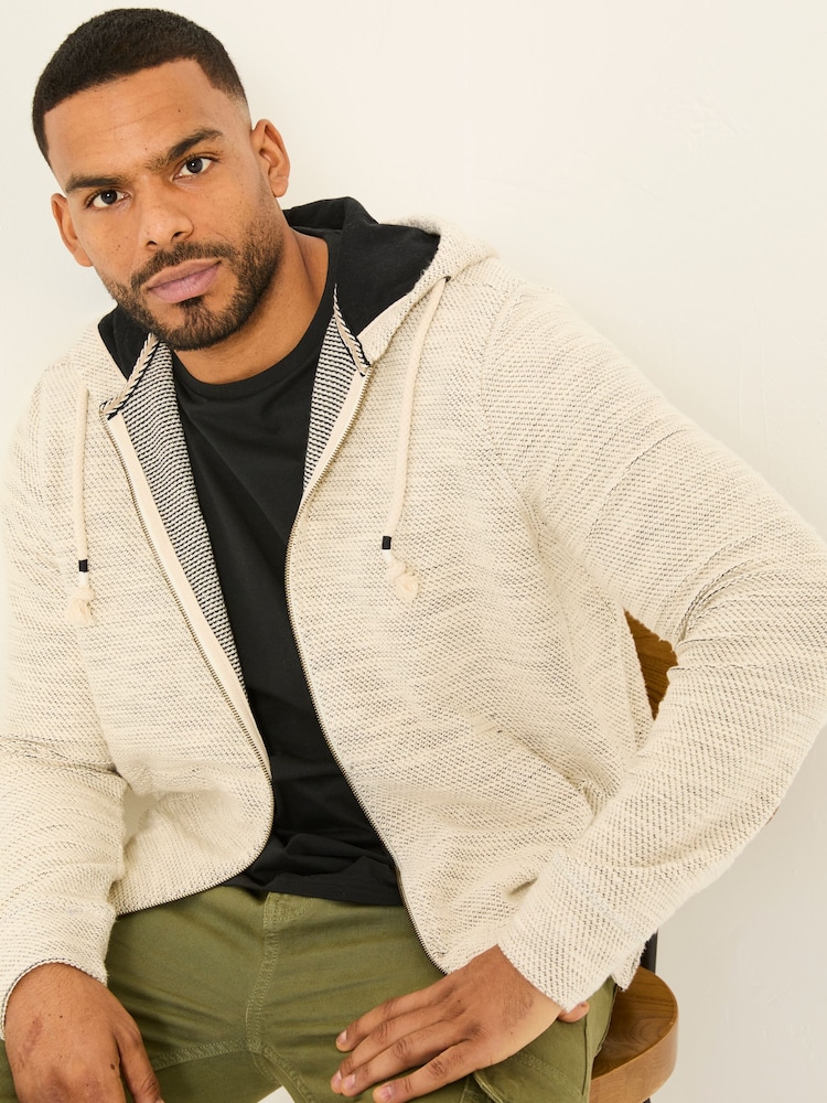 FatFace Woolacombe Oatmeal Zip Through 100% Cotton Hoodie - Image 6 of 6