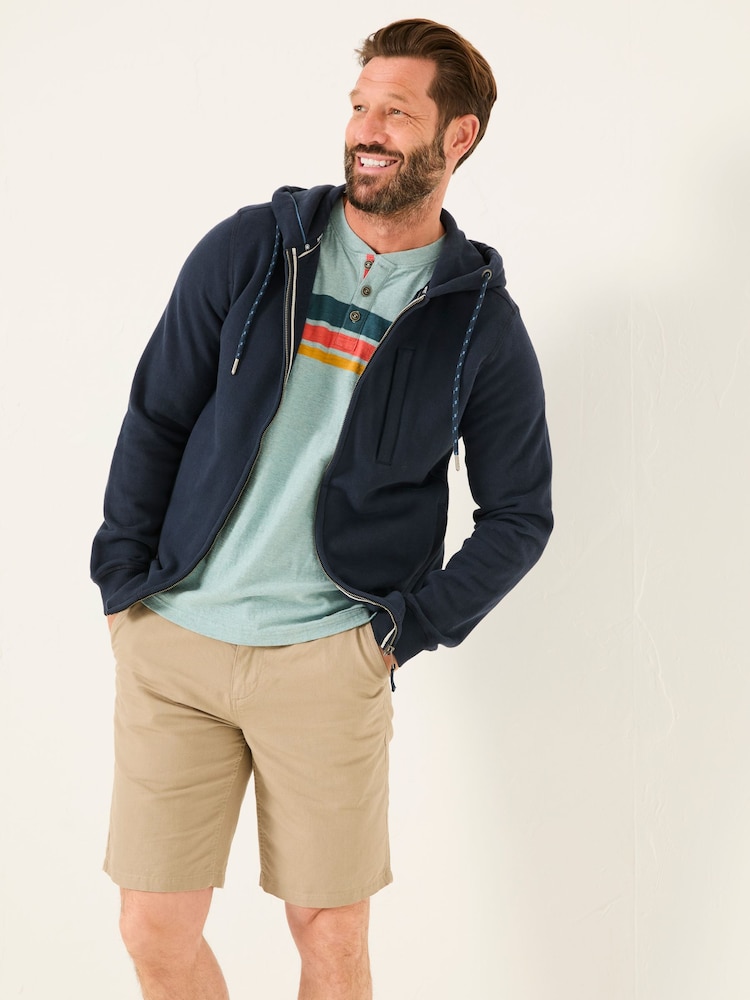 Azul marino - FatFace cremallera a través de la sudadera con capucha - Imagen 1 de 5