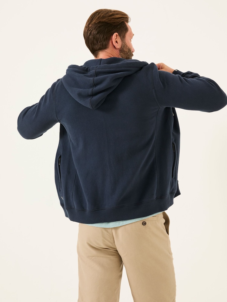 Azul marino - FatFace cremallera a través de la sudadera con capucha - Imagen 2 de 5