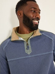 Francuski granat - FatFace 100% Cotton Airlie Panel Quarter Zip Sweat Top - Image 4 of 7