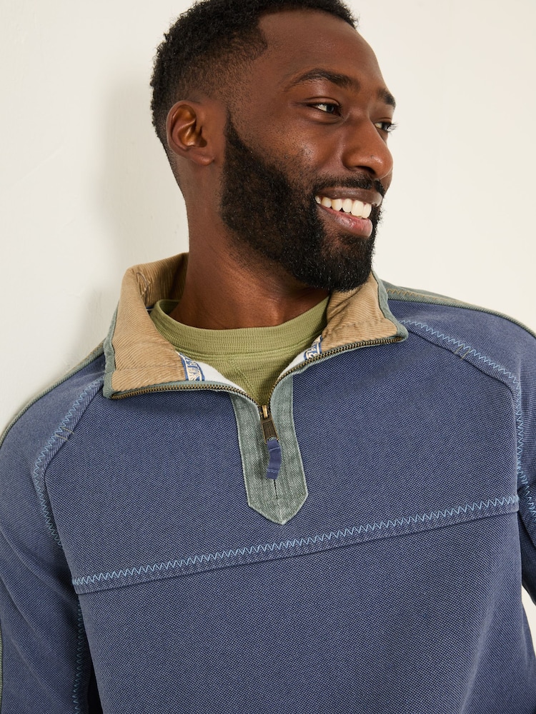 Francuski granat - FatFace 100% Cotton Airlie Panel Quarter Zip Sweat Top - Image 4 of 7