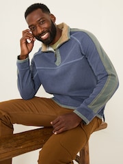 Francuski granat - FatFace 100% Cotton Airlie Panel Quarter Zip Sweat Top - Image 6 of 7