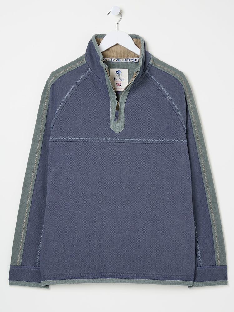 Francuski granat - FatFace 100% Cotton Airlie Panel Quarter Zip Sweat Top - Image 7 of 7