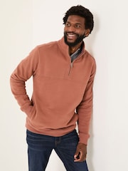 FatFace Brooke Rust Brown Half Neck Sweatshirt - Image 1 of 6