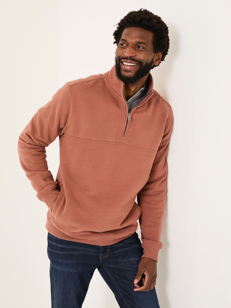 FatFace Brooke Rust Brown Half Neck Sweatshirt - Image 1 of 6
