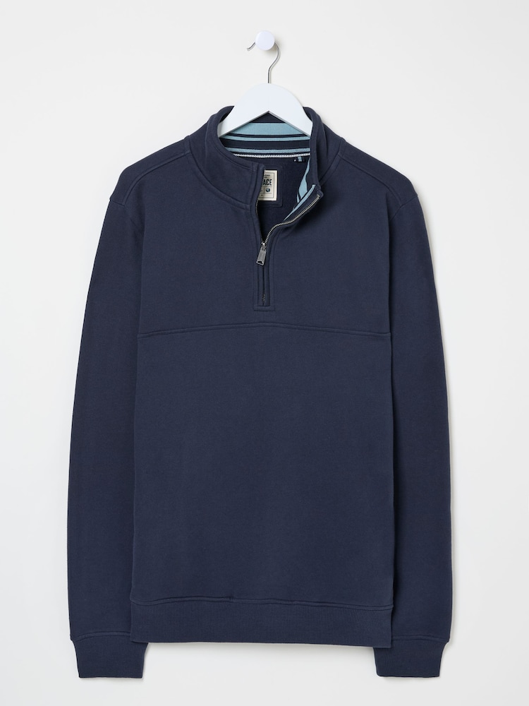 Marineblau - FatFace Sweatshirt mit kurzem Reissverschluss - Bild 7 von 7 Marineblau - FatFace Sweatshirt mit kurzem Reissverschluss - Bild 7 von 7