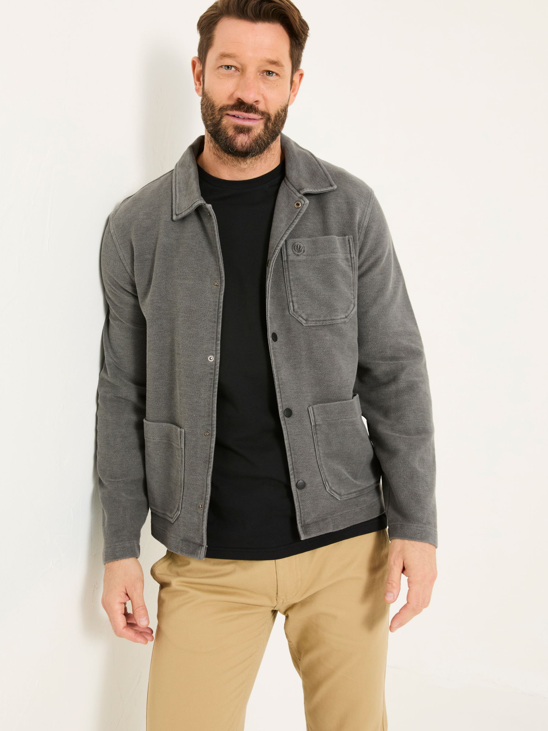 Fat Face Men's Grey Fatface Lowe Lowe Loop Back Light Weight Jacket