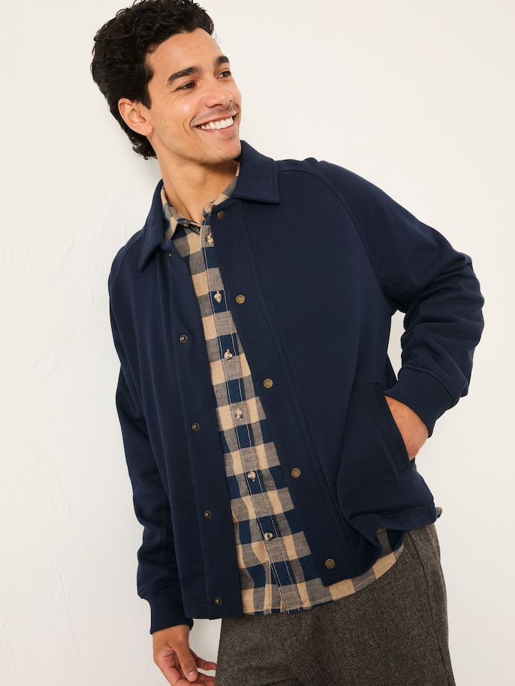 FatFace Harrington Navy Harrington Sweat Jacket - Image 2 of 8