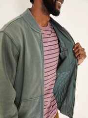 FatFace Light Teal Sweat Bomber Jacket - Image 4 of 6