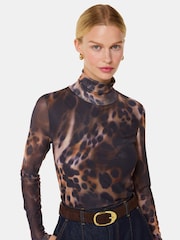 Whistles Animal Print Misty Mesh Top - Image 1 of 5