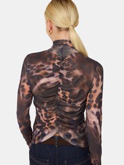 Whistles Animal Print Misty Mesh Top - Image 2 of 5