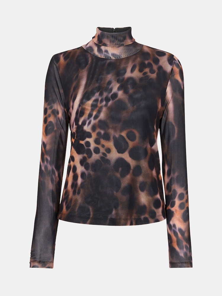 Whistles Animal Print Misty Mesh Top - Image 5 of 5 Whistles Animal Print Misty Mesh Top - Image 5 of 5