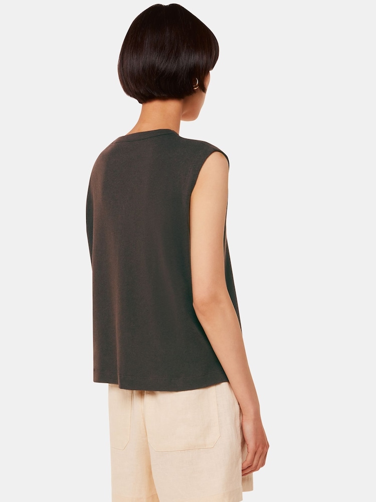 Whistles Brown Linen Button Front Waistcoat - Image 2 of 5 Whistles Brown Linen Button Front Waistcoat - Image 2 of 5