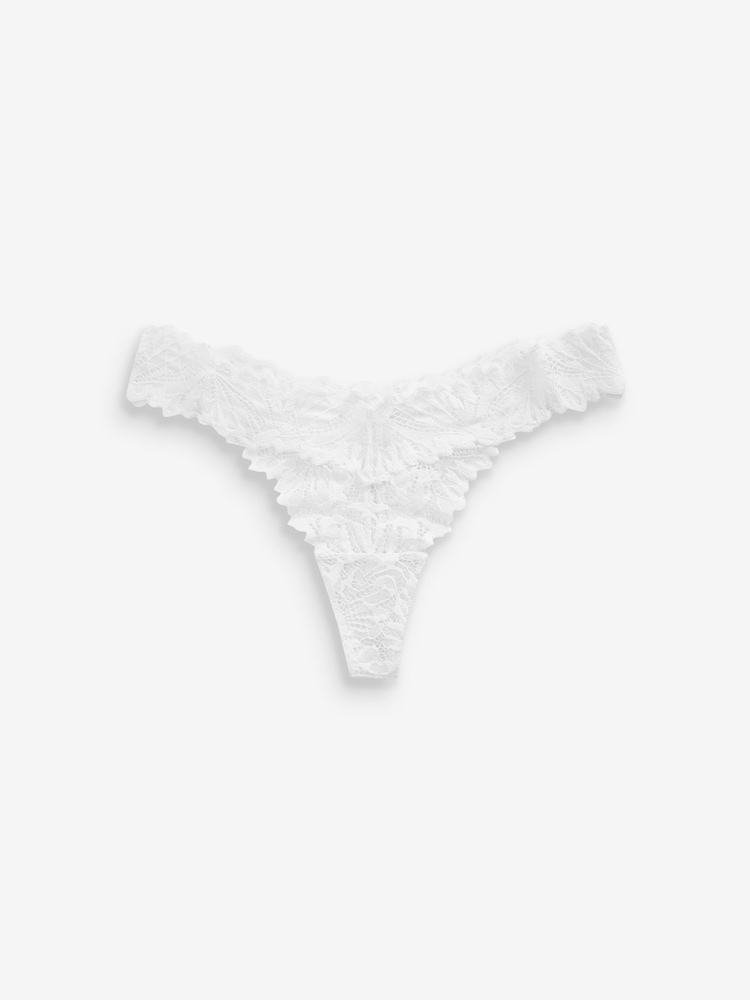 White Thong Ultimate Comfort Lace Knickers 2 Pack - Image 5 of 5