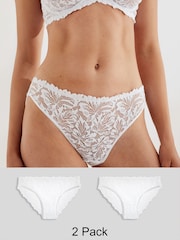 White High Leg Ultimate Comfort Lace Knickers 2 Pack - Image 1 of 6
