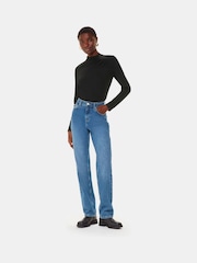 Whistles Black Ruched Front Detail Jersey Top - Image 4 of 5