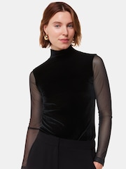 Whistles Black Mesh Sleeve Top - Image 2 of 5