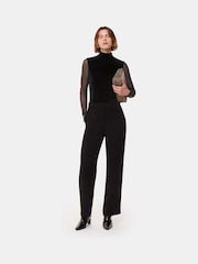 Whistles Black Mesh Sleeve Top - Image 4 of 5