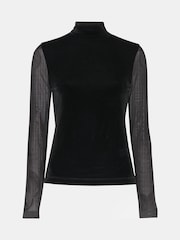Whistles Black Mesh Sleeve Top - Image 5 of 5