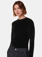 Whistles Black Olivia Velvet Top - Image 1 of 5