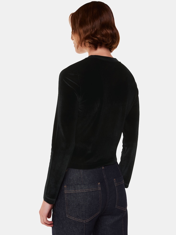 Whistles Black Olivia Velvet Top - Image 2 of 5