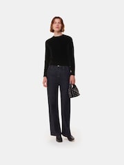 Whistles Black Olivia Velvet Top - Image 3 of 5