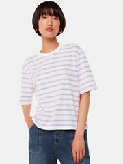Whistles Purple Whistles Purple Stripe Short Sleeve 100% Cotton T-Shirt - Image 1 of 5