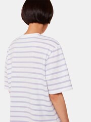 Whistles Purple Whistles Purple Stripe Short Sleeve 100% Cotton T-Shirt - Image 2 of 5