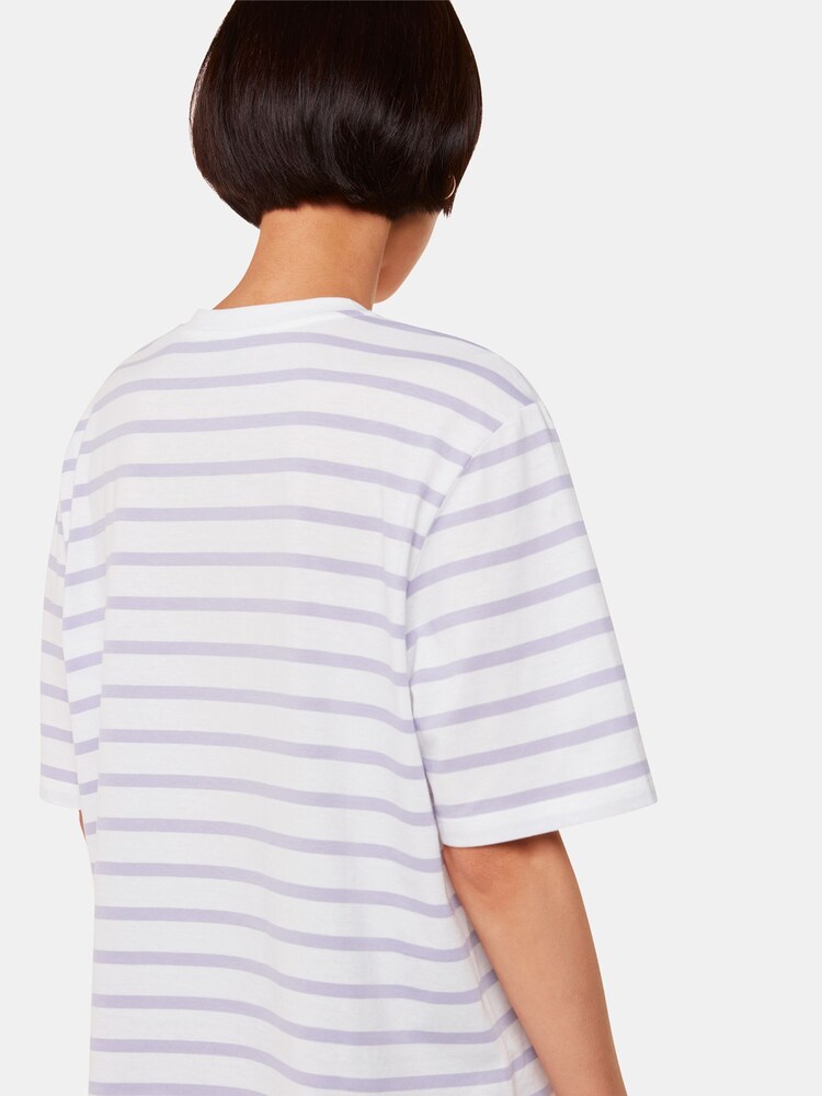 Whistles Purple Whistles Purple Stripe Short Sleeve 100% Cotton T-Shirt - Image 2 of 5