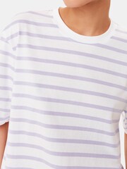 Whistles Purple Whistles Purple Stripe Short Sleeve 100% Cotton T-Shirt - Image 3 of 5
