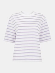 Whistles Purple Whistles Purple Stripe Short Sleeve 100% Cotton T-Shirt - Image 5 of 5