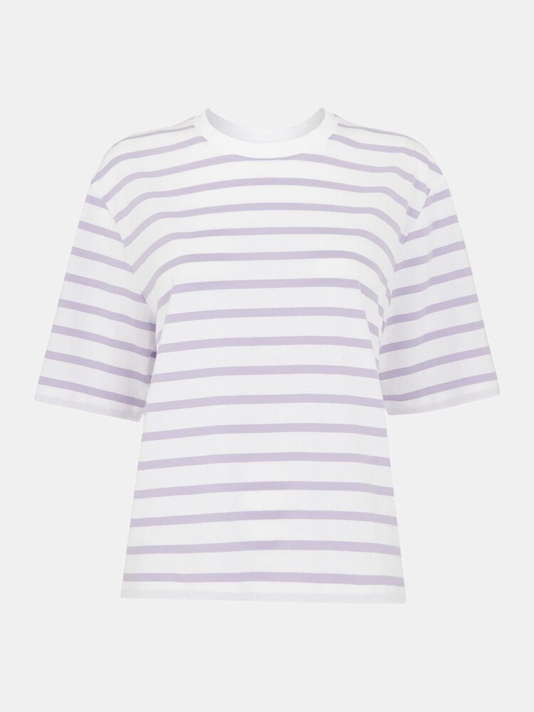 Whistles Purple Whistles Purple Stripe Short Sleeve 100% Cotton T-Shirt - Image 5 of 5