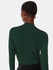 Whistles Green Ruched Front Detail Jersey Top - Image 2 of 5