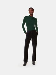 Whistles Green Ruched Front Detail Jersey Top - Image 3 of 5