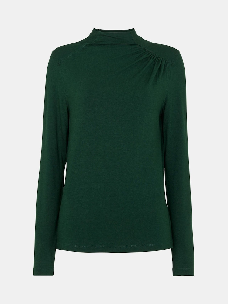 Whistles Green Ruched Front Detail Jersey Top - Image 5 of 5 Whistles Green Ruched Front Detail Jersey Top - Image 5 of 5
